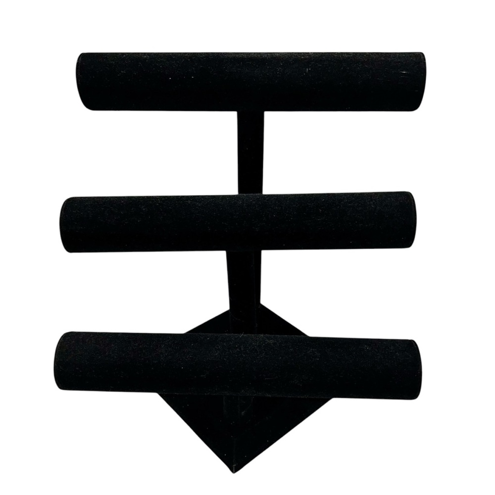 3-Tier T-Bar Velvet Bracelet Jewelry Display Stand Bangle Organizer Storage